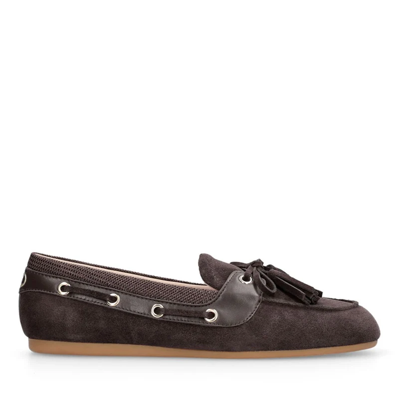 Mocassino Donna LIU JO linea Skipper 03 in Suede Marrone Scuro con Nappine