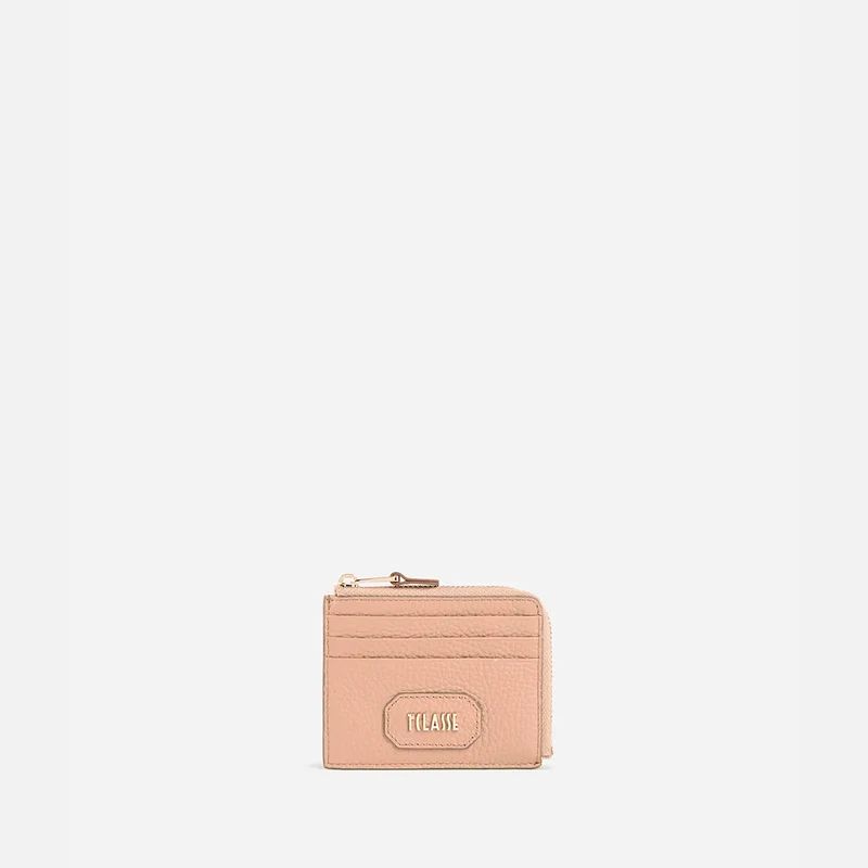 Sierra Leather portacarte con zip Beige Deserto