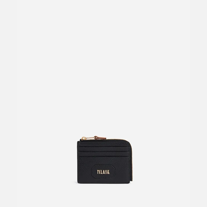 Sierra Leather portacarte con zip Nero