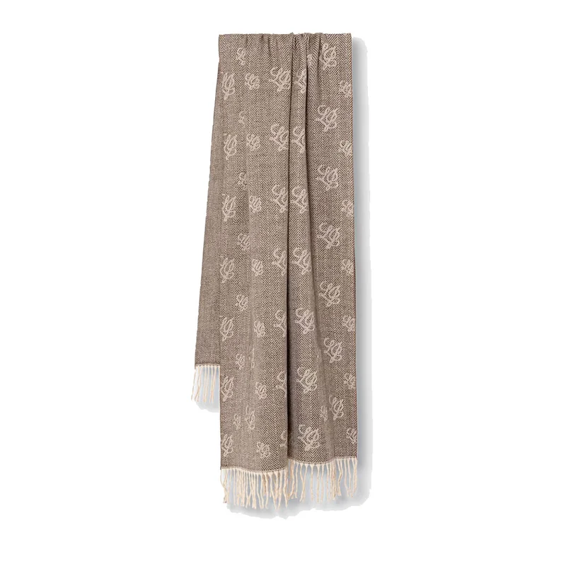 Sciarpa Donna 70 x 180 cm LIU JO in Misto Viscosa Testa di Moro con Logo