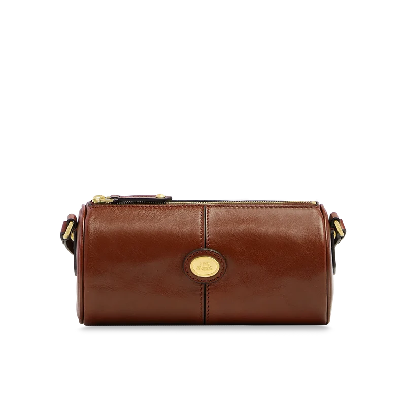Mini borsa a tracolla in pelle Story Donna Marrone