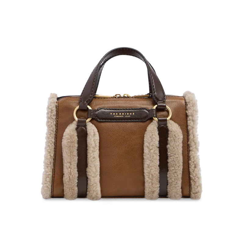 Borsa a mano in pelle Laura Wow Cognac