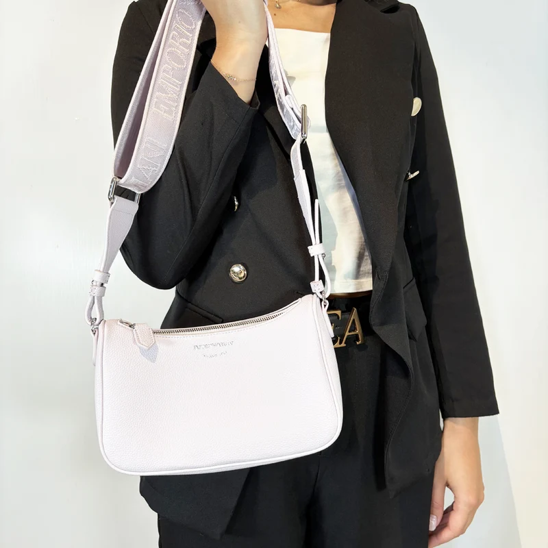 Borsa baguette EA stampa cervo Baby Pink