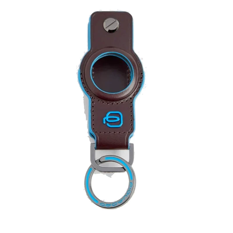 Portachiavi Uomo Per AirTag e CONNEQU 4.0 PIQUADRO in Pelle Mogano Linea Blue Square - PC7090B2