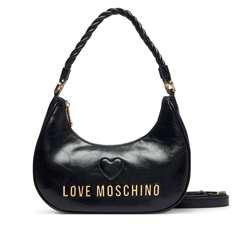 Mini Hobo Bag Donna LOVE MOSCHINO linea Twirl in Pelle Nera
