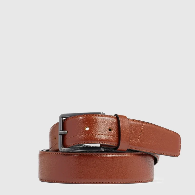 Cintura uomo in pelle con fibbia ad ardiglione Terracotta