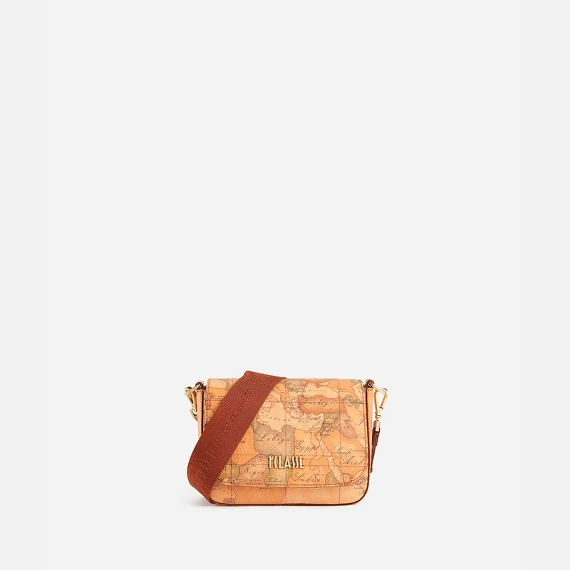 Borsa a tracolla in tessuto stampa Geo Classic Naturale