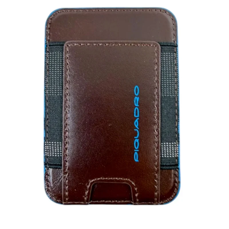Portacarte PIQUADRO MagSafe in Pelle con RFID Colore Mogano Linea Blue Square - PP7285B2R