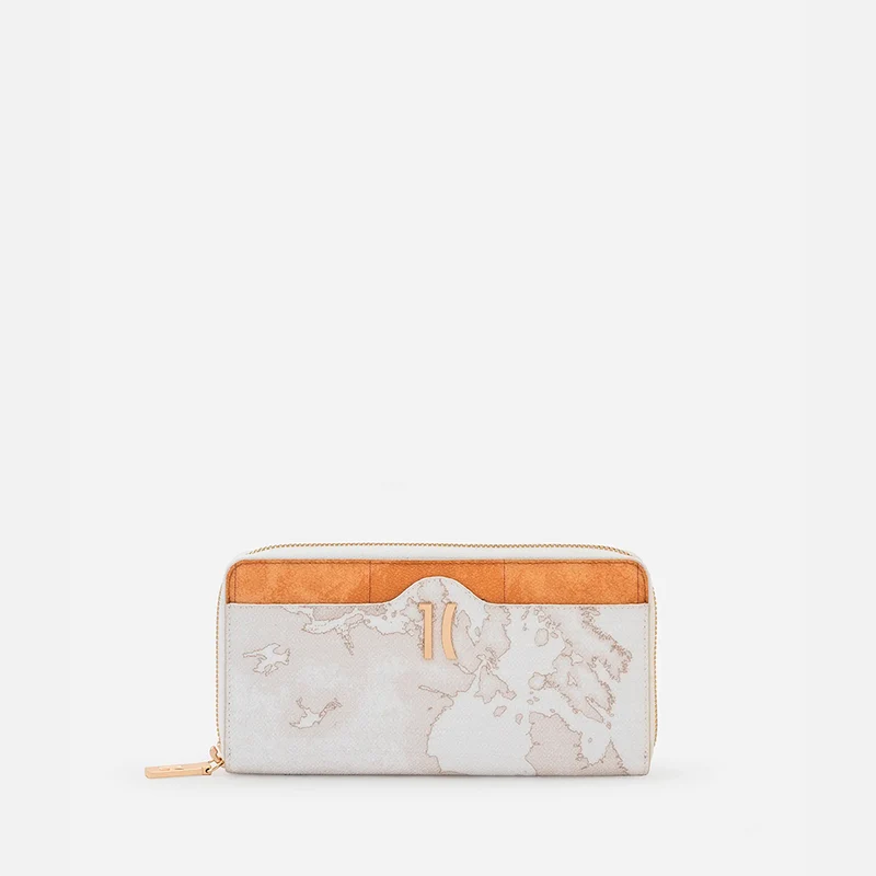 White Geo Mix portafoglio zip around Bianco