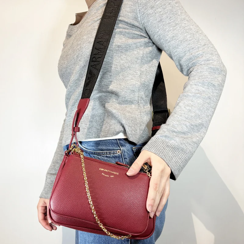 Mini bag doppia a tracolla stampa cervo Rossa