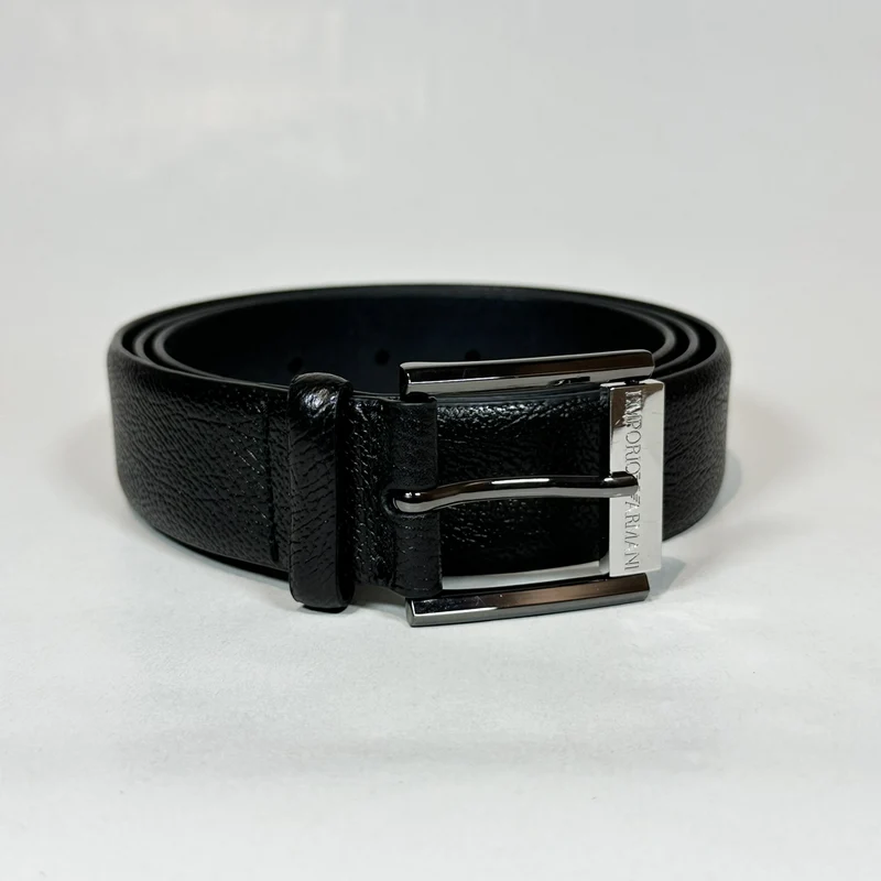 Cintura Uomo in pelle bottalata Emporio Armani Nera