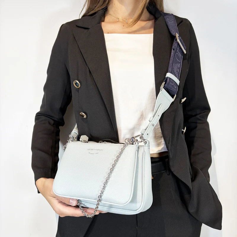 Mini bag doppia a tracolla stampa cervo Azzurra