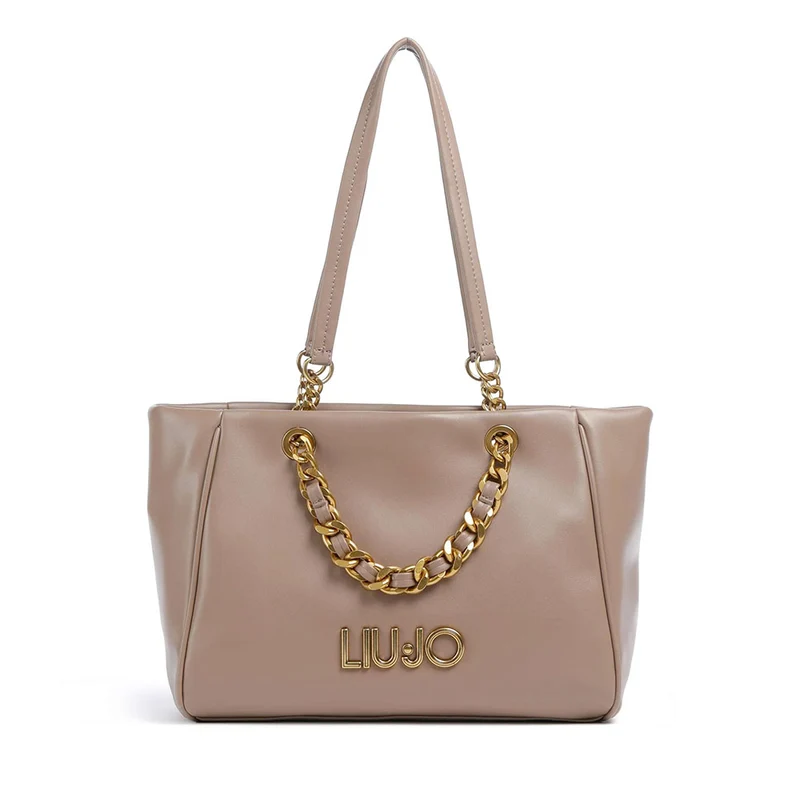 Shopping Bag Media Donna LIU JO color Mocha con Catena Decorativa