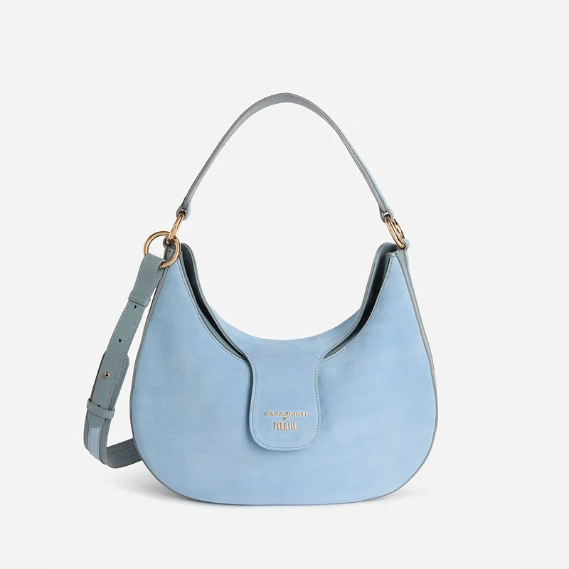 Saragiunti x 1A Classe sottospalla grande in pelle scamosciata Azzurro Polvere