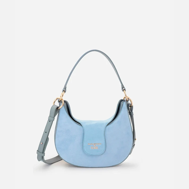 Saragiunti x 1A Classe sottospalla piccola in pelle scamosciata Azzurro Polvere