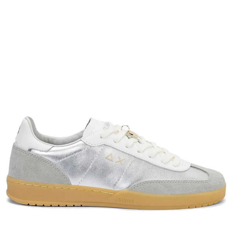 Scarpe Donna Sun68 Sneakers California Leather in Pelle Colore Argento - Z36249