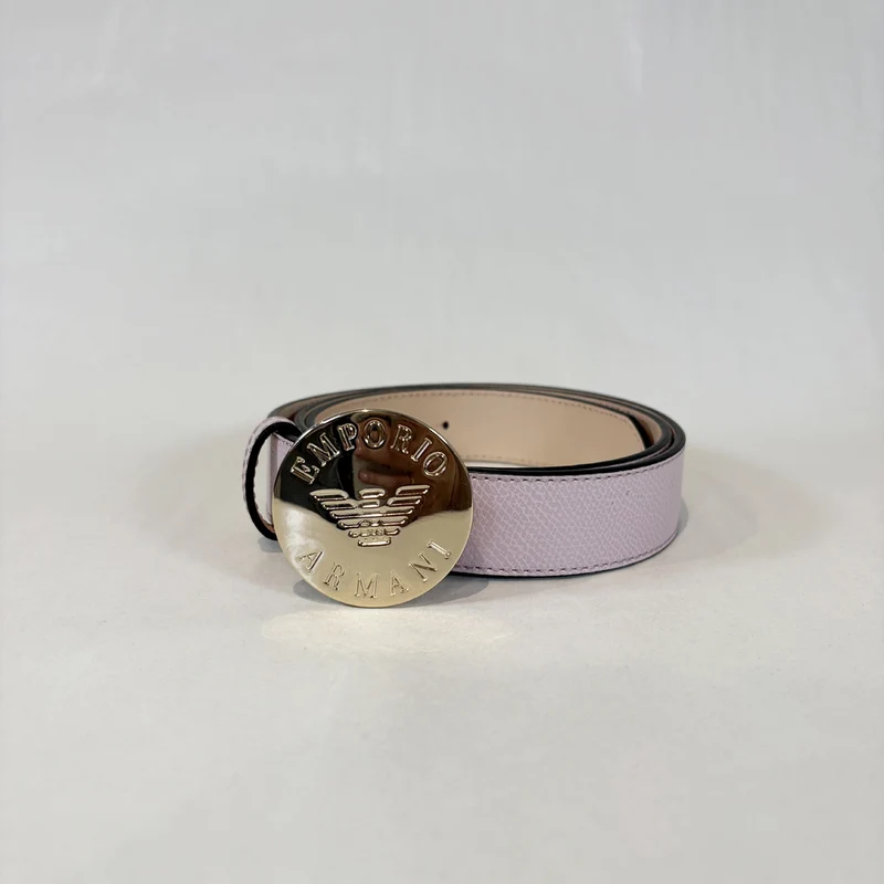 Cintura Emporio Armani con fibbia logo dorata Rosa