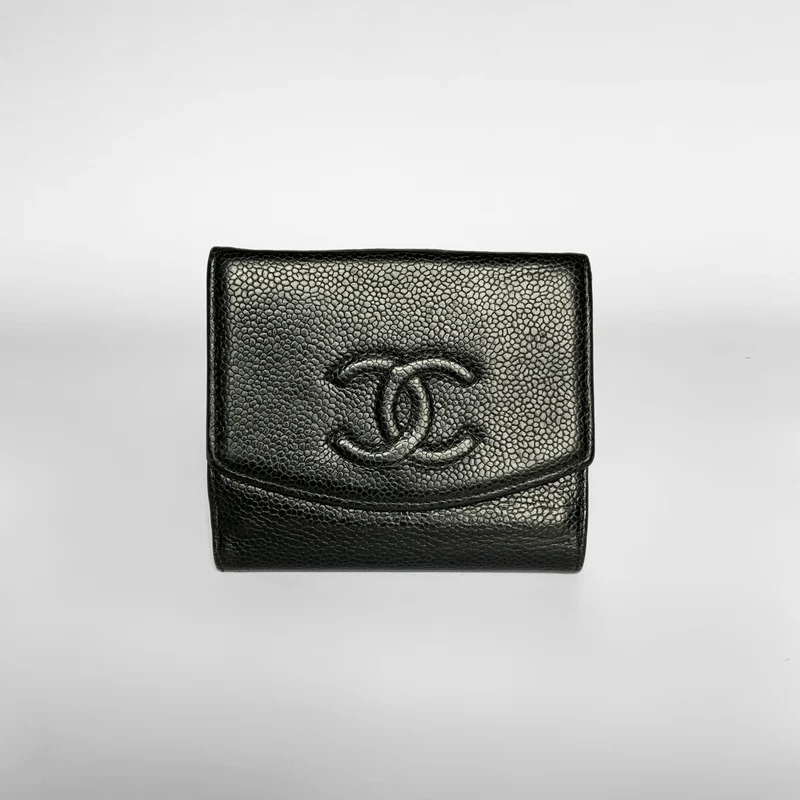 Chanel Portafoglio compatto Timeless CC Caviar nero