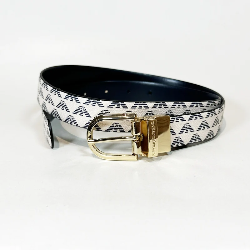 Cintura Donna Reversibile con Logo Aquila all Over Aquila Emporio Armani