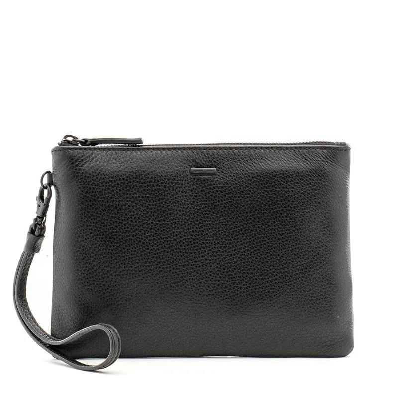 Pochette Unisex GIANNI CONTI linea Lillie in Pelle Martellata Nera