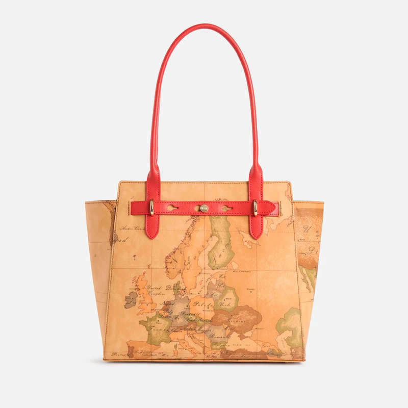 Escape Geo borsa shopping Rosso Papavero