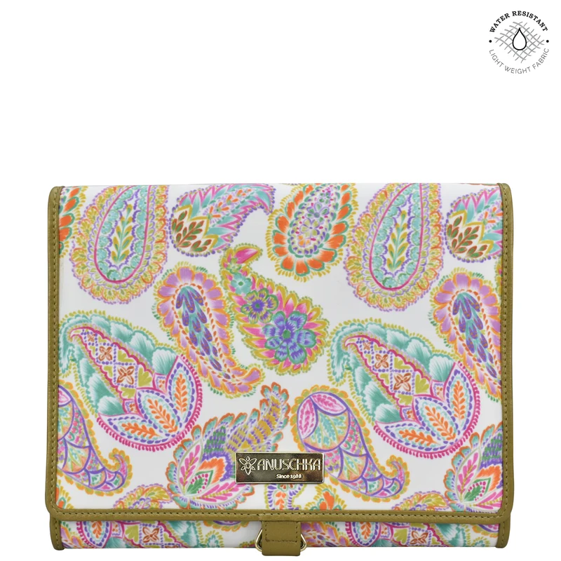 Astuccio da toilette in tessuto con rifiniture in pelle - 13001