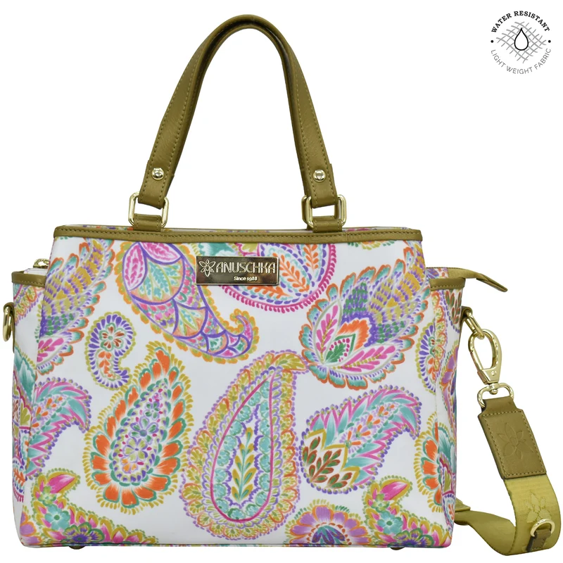 Borsa multiscomparto in tessuto con rifiniture in pelle - 12014