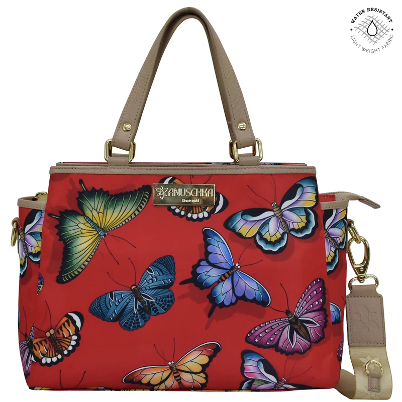 Borsa multiscomparto in tessuto con rifiniture in pelle - 12014
