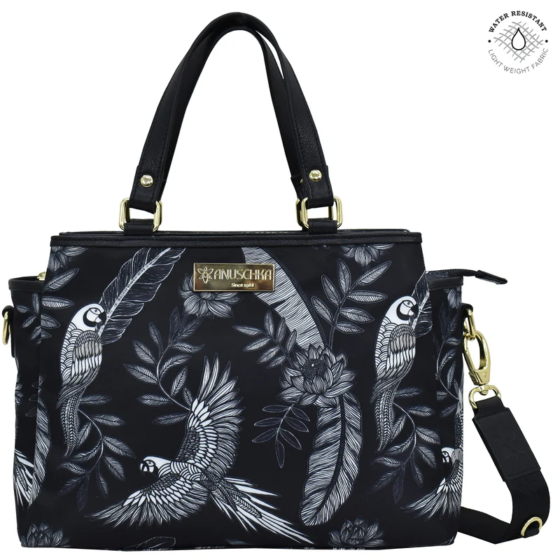 Borsa multiscomparto in tessuto con rifiniture in pelle - 12014