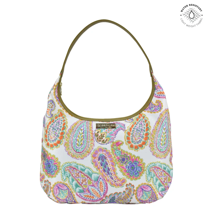 Tessuto con finiture in pelle Large Sling Hobo - 12010