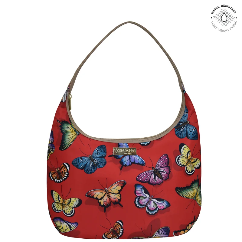 Tessuto con finiture in pelle Large Sling Hobo - 12010