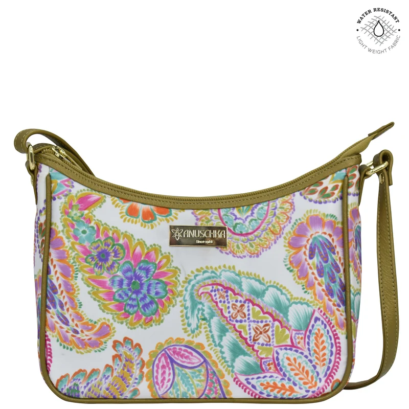 Tessuto con finiture in pelle East/West Hobo - 12013