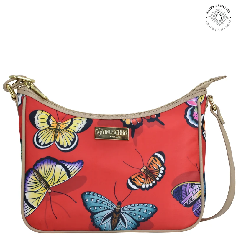 Tessuto con finiture in pelle East/West Hobo - 12013