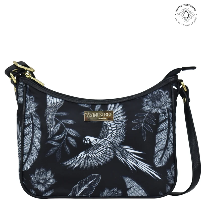 Tessuto con finiture in pelle East/West Hobo - 12013