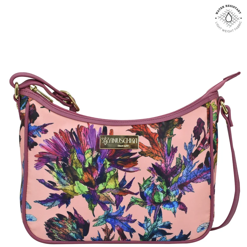 Tessuto con finiture in pelle East/West Hobo - 12013
