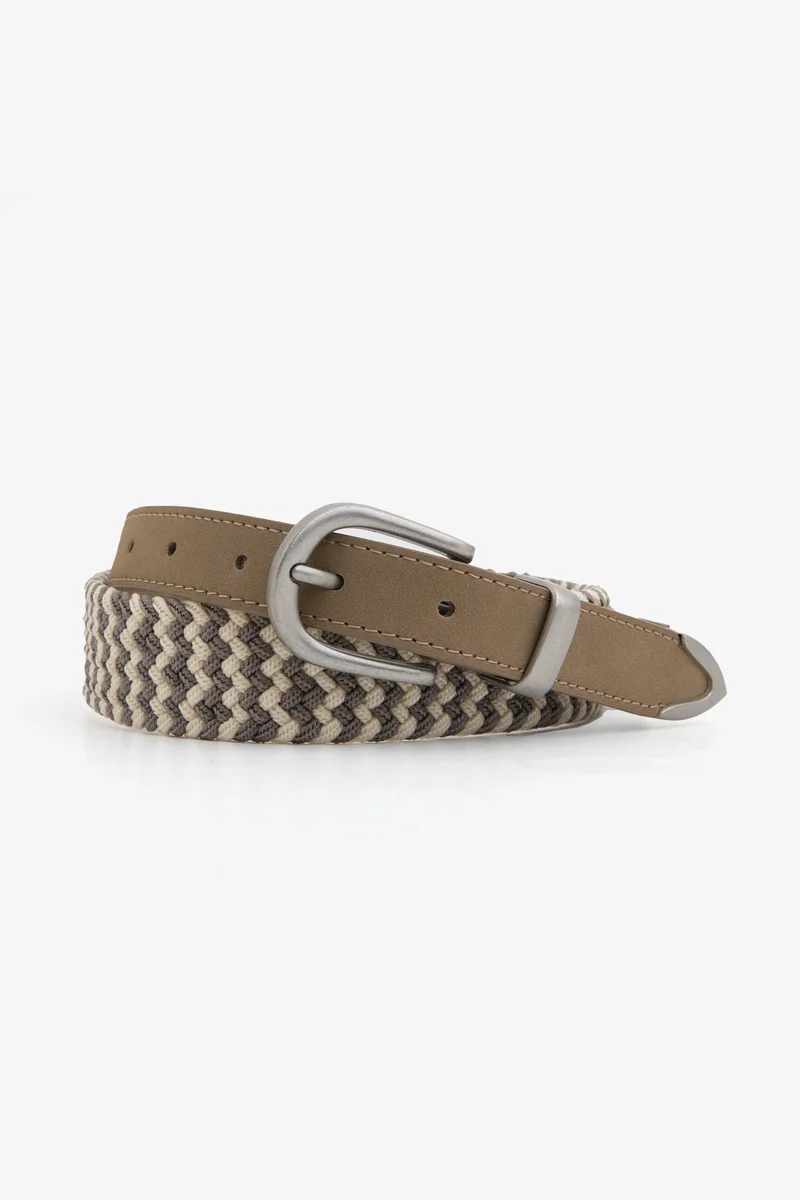 Cintura elastica intrecciata beige