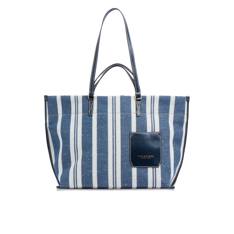 Borsa shopper pelle e tessuto Luna Blu Naturale