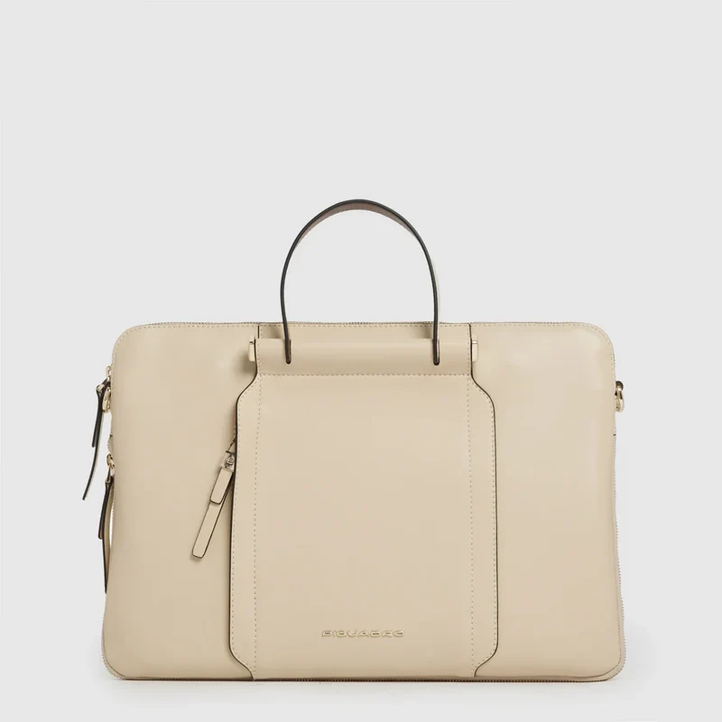 Borsa da lavoro donna espandibile porta PC 14 Beige Cuoio