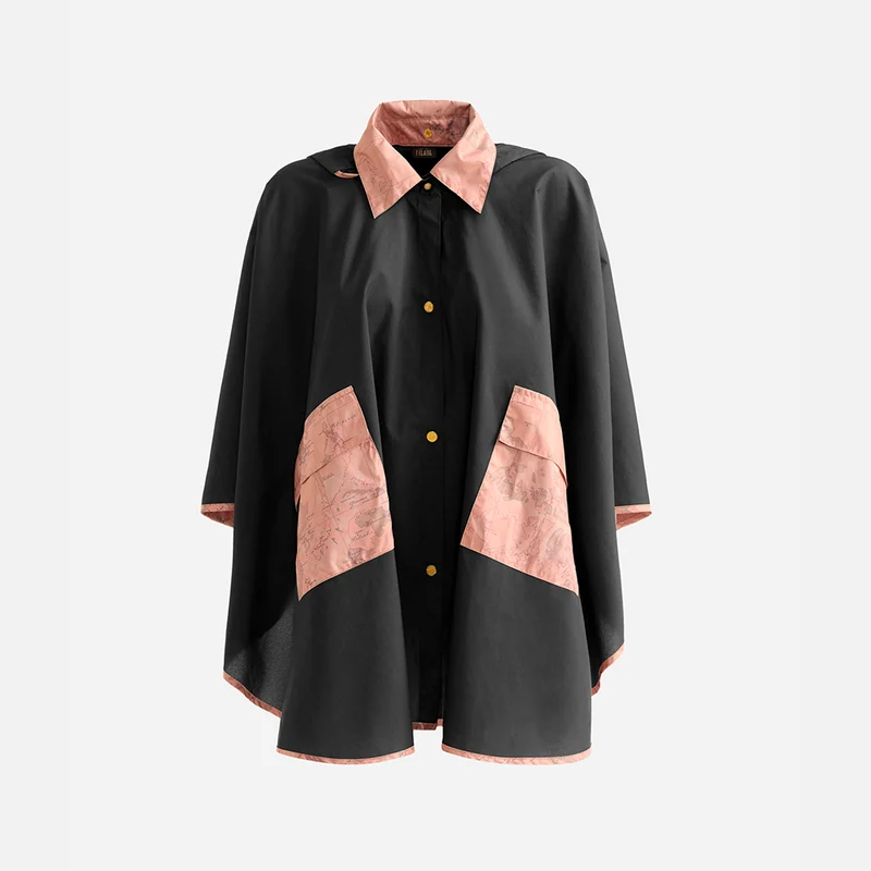 Poncho impermeabile corto Nero