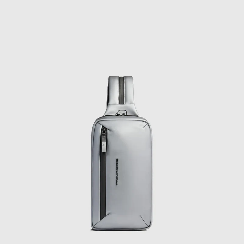 Zaino monospalla uomo resistente all'acqua Argento Nero