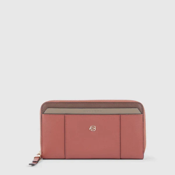 Portafoglio donna a quattro soffietti con zip Circle Arancione