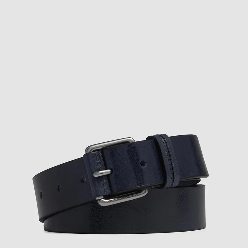 Cintura uomo in pelle con fibbia ad ardiglione Blu