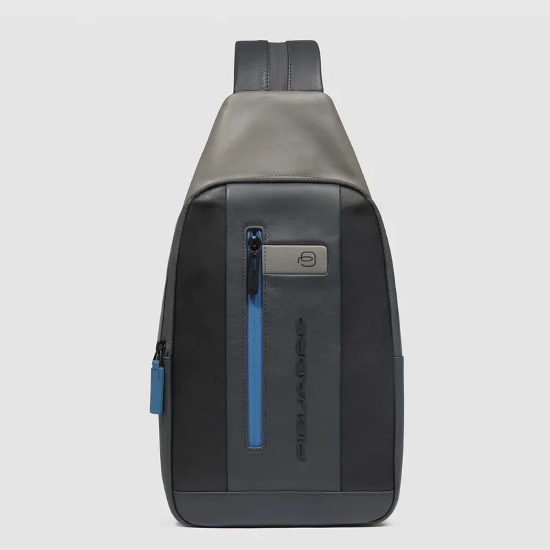 Zaino monospalla uomo per iPad mini Nero Grigio