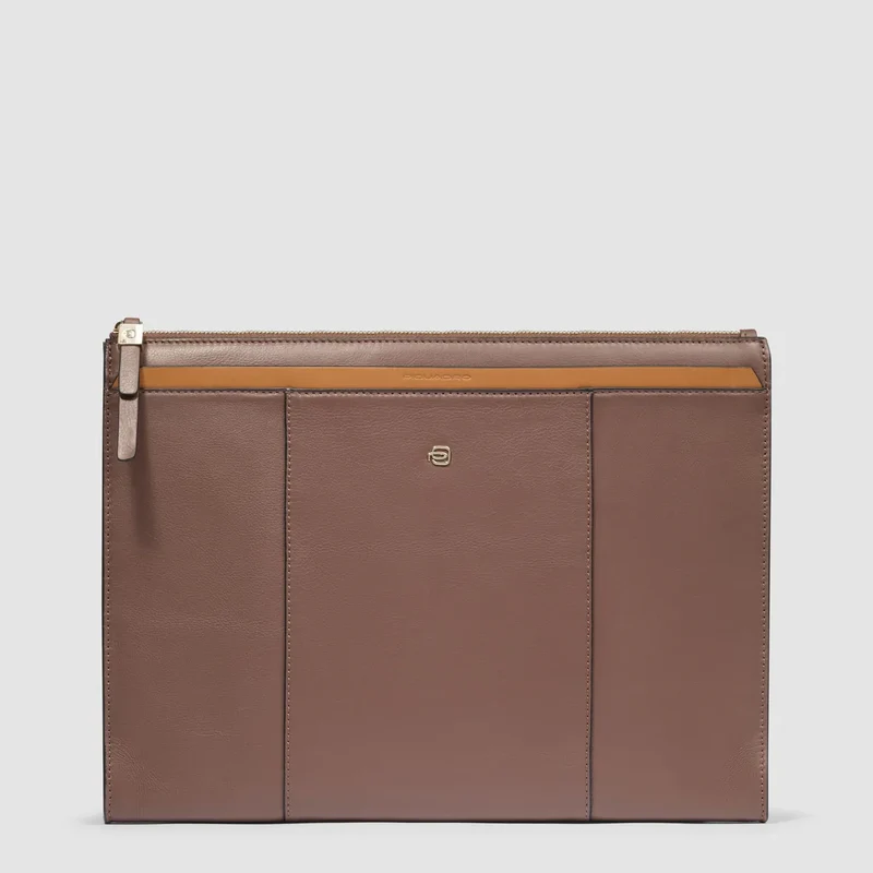 Pochette in pelle porta iPad Marrone Beige