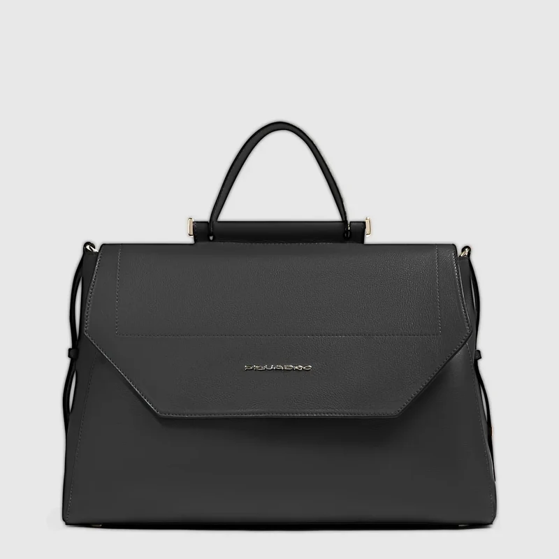 Borsa donna modello satchel in pelle porta pc 14" Nero