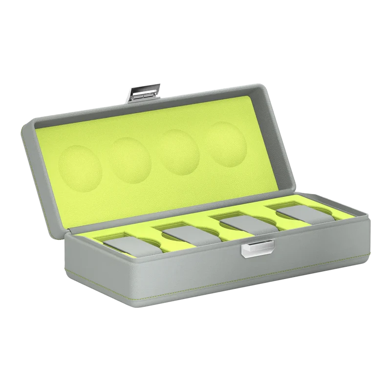 Valigetta 4 Pelle Grigio Perla/Verde Anice