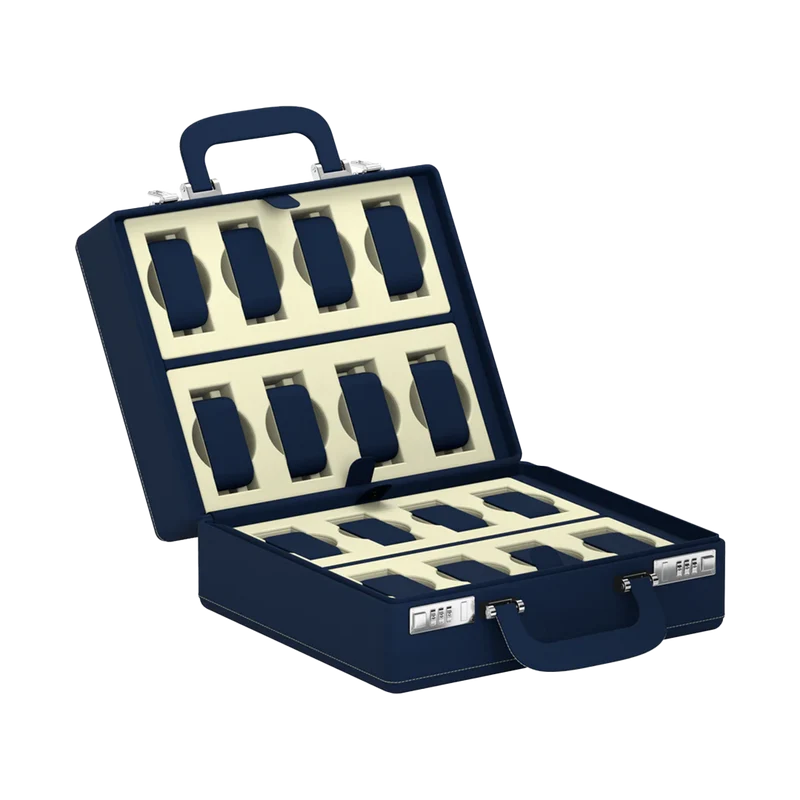 Valigetta 16 Pelle Blu/Crema