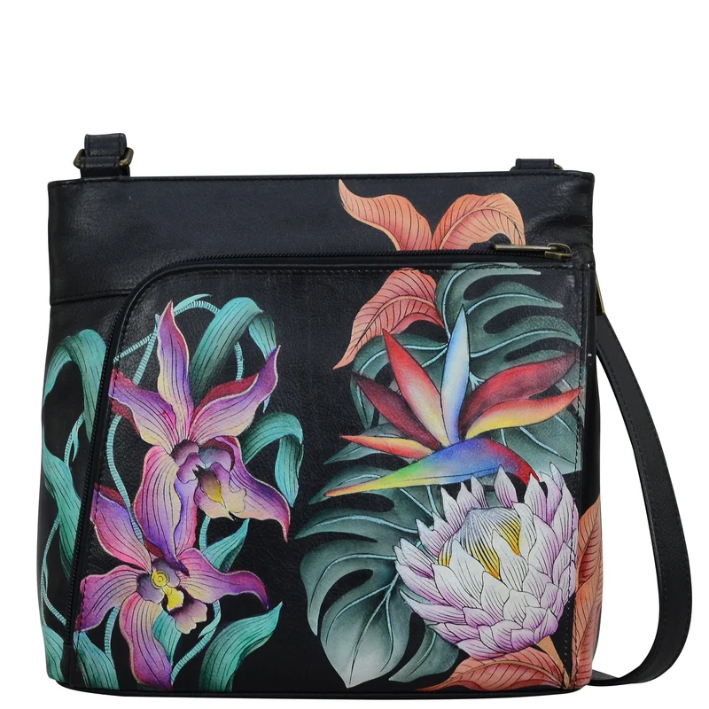 Borsa a tracolla con organizer con zip frontale - 651