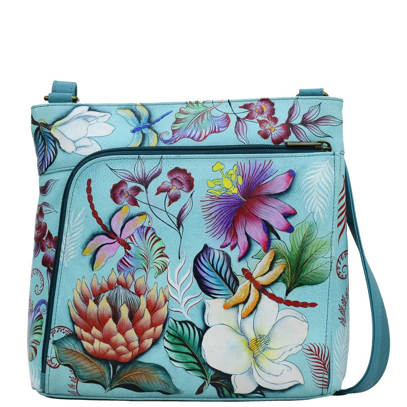 Borsa a tracolla con organizer con zip frontale - 651