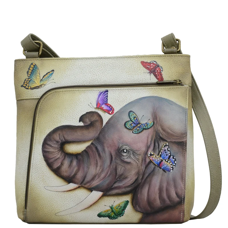 Borsa a tracolla con organizer con zip frontale - 651